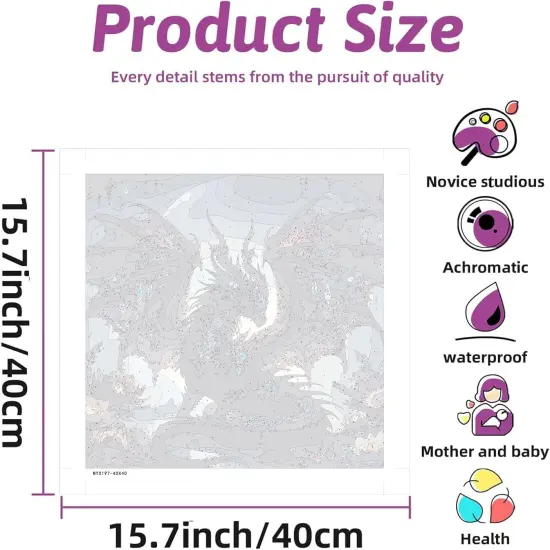 Dragon Paint by Numbers Kit for Adults Beginner Black Dragon Adults' Paint-by-Number Kits Easy Paint by Number Oil Painting Kit Acrylic On Canvas for Gifts Wall Decor 16x16 Inch {2}