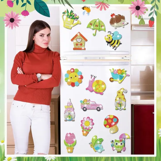 16 Pcs Spring Diamond Art Kits for Refrigerator {2}