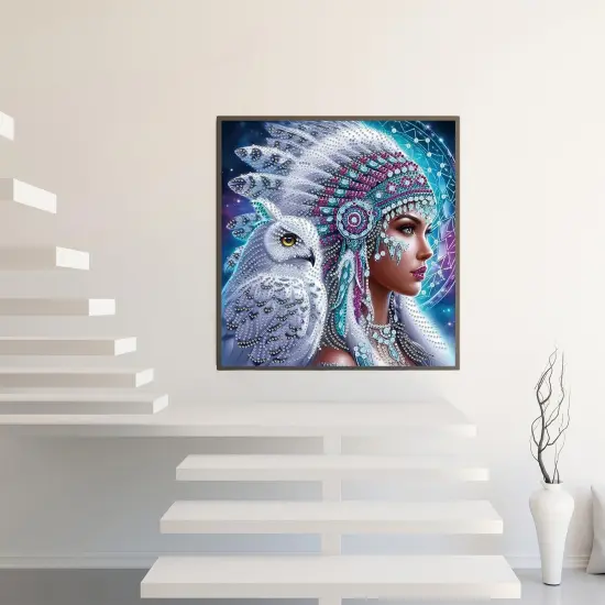 5D Diamond Painting Kits for Adults Beginners,Indian Owl Diamond Art Kit,DIY Full Round Drill Diamond Dot Gem Art Kits for Adults,Home Wall Decor 13.78x13.78 Inch {2}