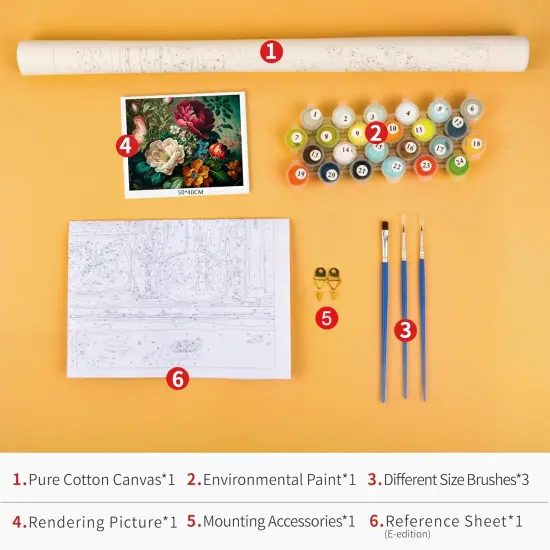 DIY Paint by Numbers Kit for Adults - Beautiful Flower Bunch Paint by Number Kit on Canvas for Beginners Home Wall Decor Pre-Printed Art-Quality Canvas Acrylic Paints Girls' Crafts 16x20 Inch {5}