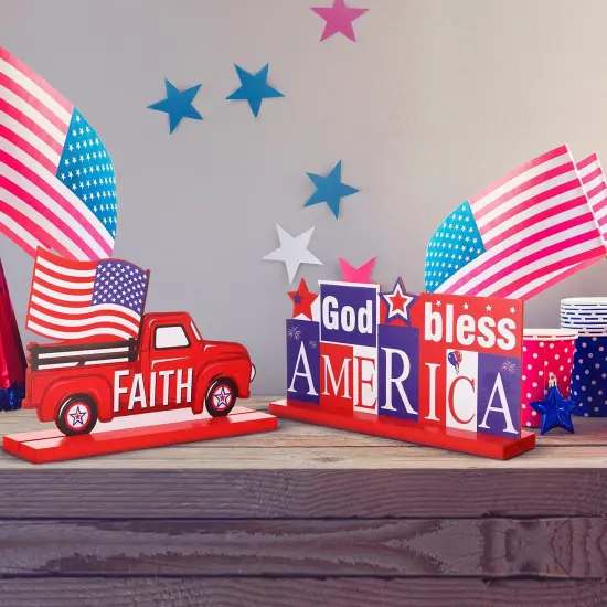 4 Pieces Patriotic Table Decoration {3}