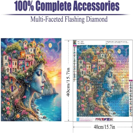 Diamond Painting Kits for Adults, Abstract Seaside Sunset Diamond Art Kits for Adults Beginner, 5D Round Diamond Art Painting Full Drill Diamond Dots Gem Art for Aesthetic Room Decor12x16Inch {2}