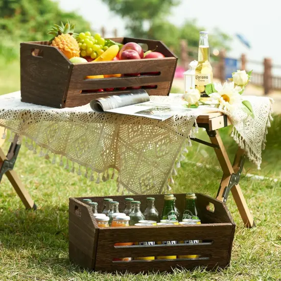 2 Pack Fast Assemble Rustic Wooden Crates for Storage {2}