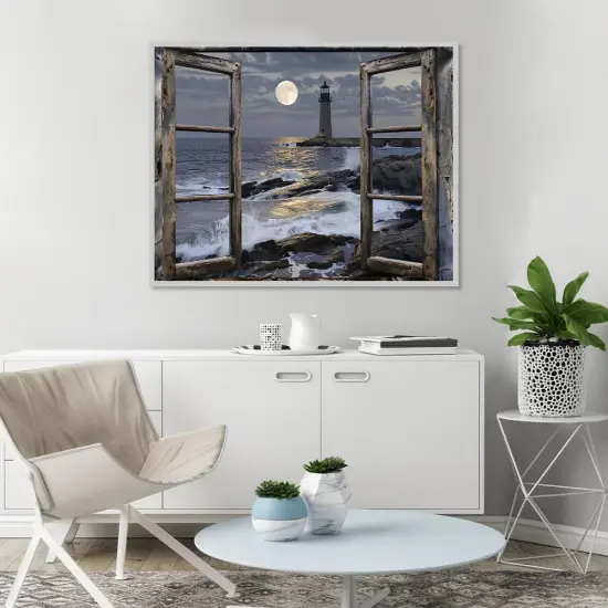 Paint by Numbers Kit for Adults- Lighthouse Adult Paint by Number Kits on Canvas for Beginners, DIY Beach Scene Acrylic Oil Number Painting Kits for Home Wall Decor 16"x 20" (Without Frame) {2}