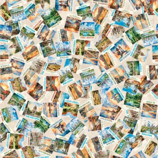 ATXSH Cream Blush Postcards From Texas Cotton 44"/45" Fabric Per Yard {1}