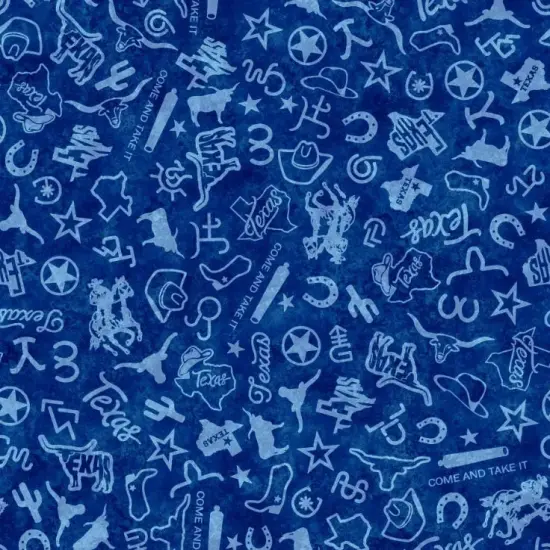 ATXSH Blue Texas Icons Tonal Blender Cotton 44"/45" Fabric Per Yard {1}