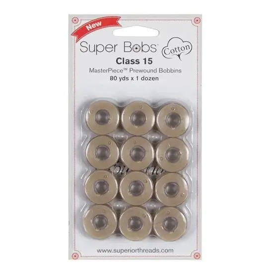 Super Bobs Cotton #153 Parchment (Class 15) 12 pack pre-wound bobbins {1}