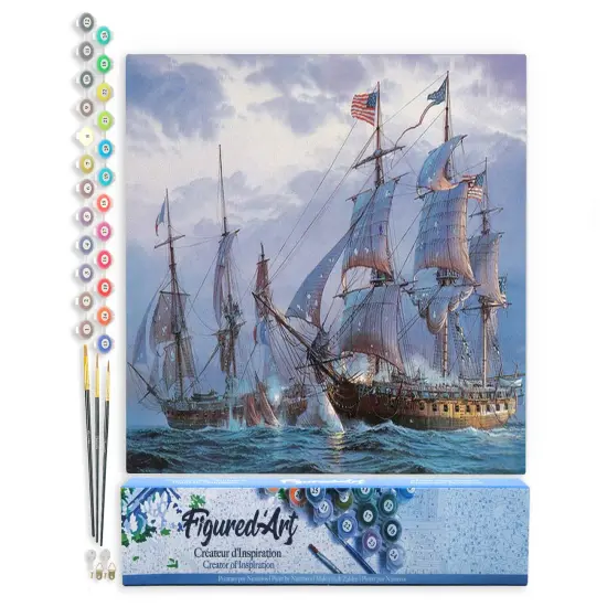 Figured'Art Paint by Numbers Kit for Adults The American Fleet 16"x20" - Craft Art Painting DIY Kit Rolled Canvas without frame {1}