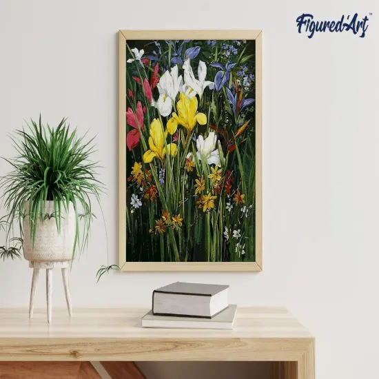 Figured'Art Paint by Numbers Kit for Adults Colorful field of Flowers 16"x20" - Craft Art Painting Rolled Canvas with DIY wooden frame {4}