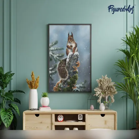 Figured'Art Paint by Numbers Kit for Adults Perched Squirrel 16"x20" - Craft Art Painting Rolled Canvas with DIY wooden frame {4}