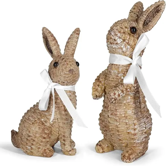 Rattan-Effect Resin Bunny &ndash; Easter & Spring Decor {4}