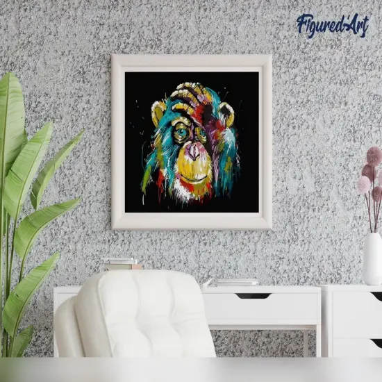 Figured'Art Paint by Numbers for Adults Baboon Pop Art 16"x20" - Craft Art Painting Rolled Canvas with DIY wooden frame {4}