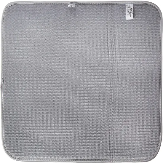 Norpro 16" x 18" Washable Microfiber Dish Drainer Glass Drying Mat Pad - Grey Trellis Pattern {5}