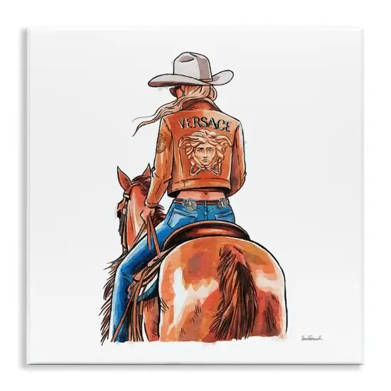 Stupell Industries Glam Cowgirl Jockey Wall Plaque Art Design by Amanda Greenwood {1}