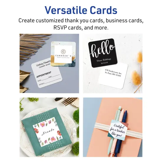 Avery Matte White Square Cards, 3" x 3" Square Rounded Corners {3}