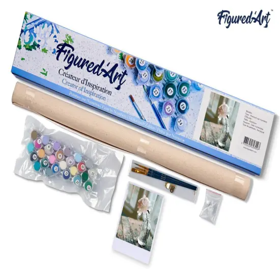 Figured'Art Paint by Numbers Kit for Adults White Flower 16"x20" - Craft Art Painting DIY Kit Rolled Canvas without frame {5}