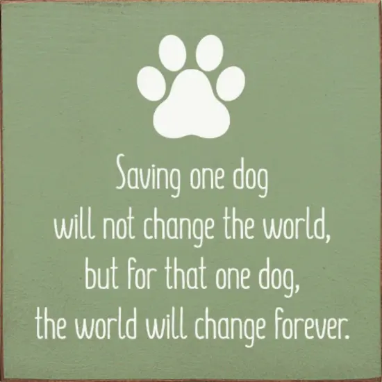 Inspirational Dog Quote Sign, Rustic Knotty Pine Square Wall Decor Sage-White {1}