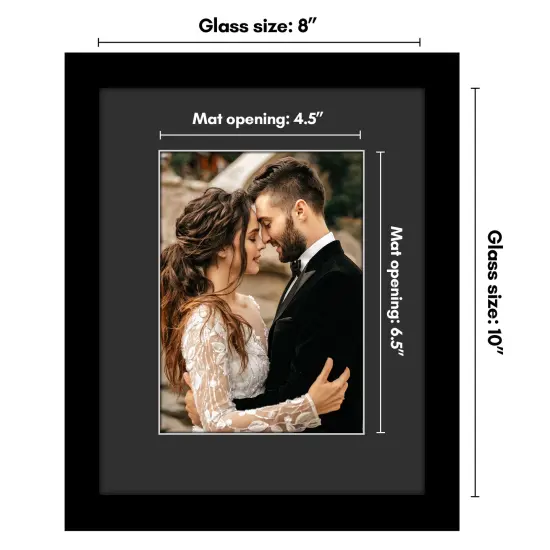 Americanflat Black Picture Frame with Shatter-Resistant Glass - Classic Molding with Black Mat and White Trim {8}