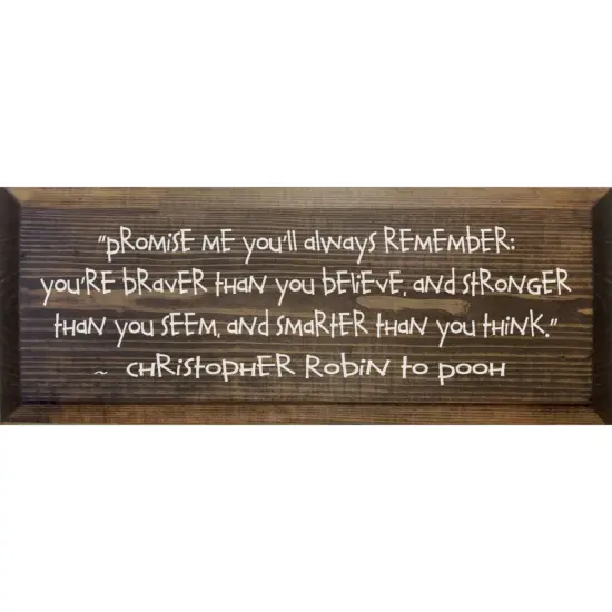 Encouraging Wall Sign: 'Braver, Stronger, Smarter' – Solid Knotty Pine Walnut-White {1}