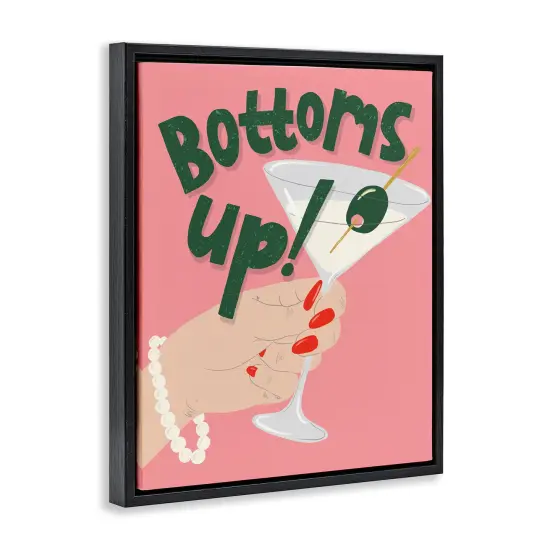 Stupell Industries Bottoms Up with Martini Floater Framed Canvas Wall Art Design by Kristina Hultkrantz {3}