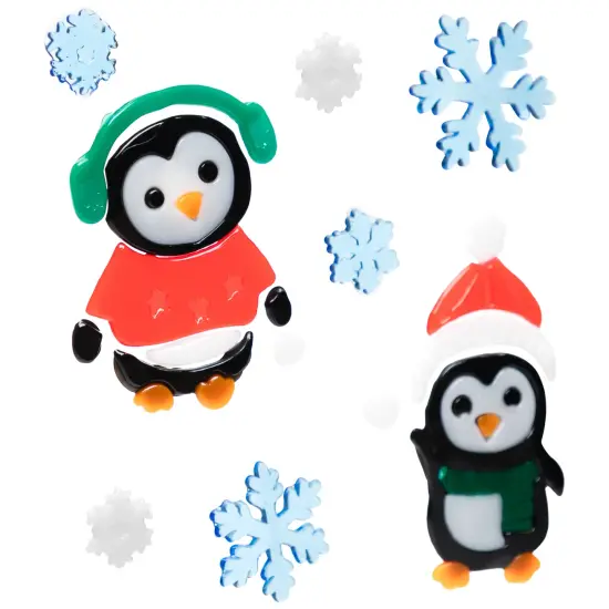 Northlight 8-Piece Penguin and Snowflake Gel Christmas Window Clings, 7.75" Red {4}
