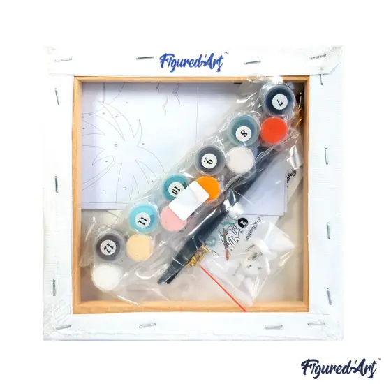 Figured'Art Mini Paint by Numbers Kit for Adults with Frame Beauty and Liberty Small format 8"x8" - Craft Art Painting DIY Canvas Already Stretched on a Wooden Frame {5}