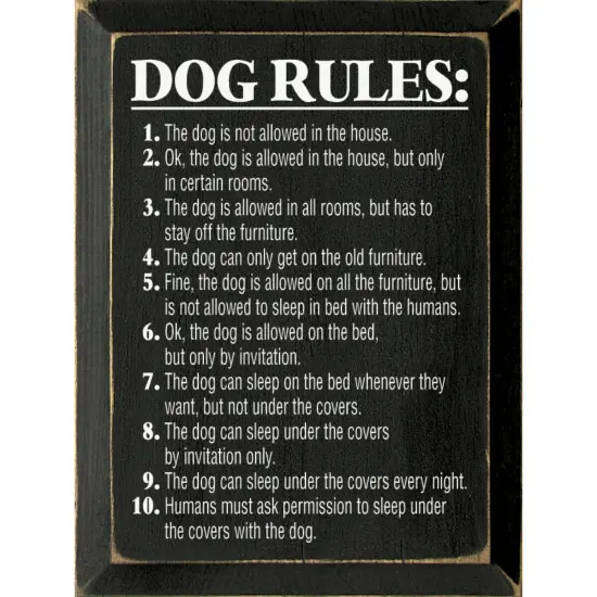 Solid Knotty Pine Wood Sign - 10 Dog Rules Home Decor Sage-White {2}