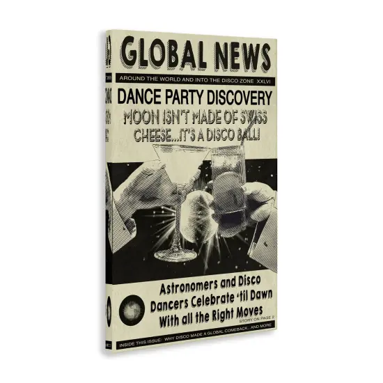 Stupell Industries Vintage Disco News Article Canvas Wall Art Design by Graffi*tee Studios {3}