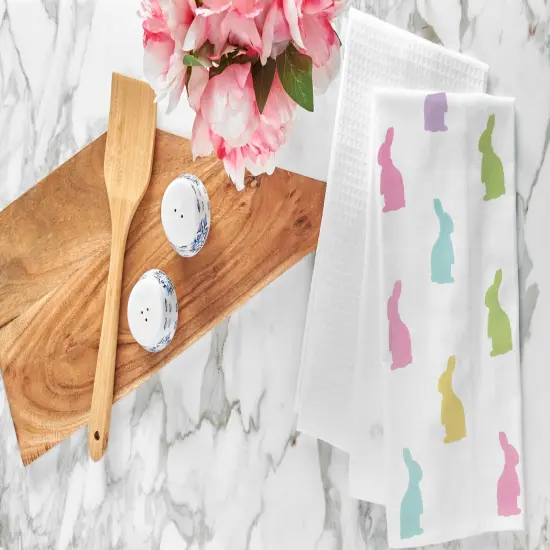 Easter Bunny Rabbit Hop Silhouettes 100% Cotton Flour Sack Printed Kitchen Dishtowel {6}