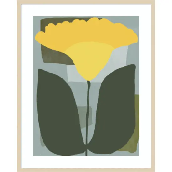 Big yellow bloom by Little Dean Wood Framed Wall Art Print {1}