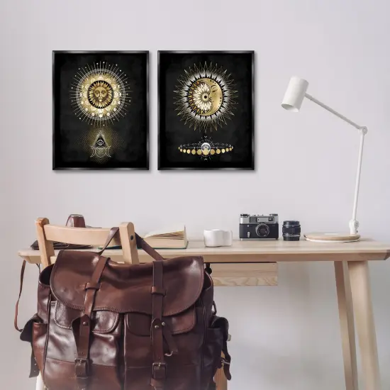 Stupell Industries Astral Eye & Moon Phases 2pc Floater Framed Canvas Wall Art Set Design by Oliver Jeffries {2}