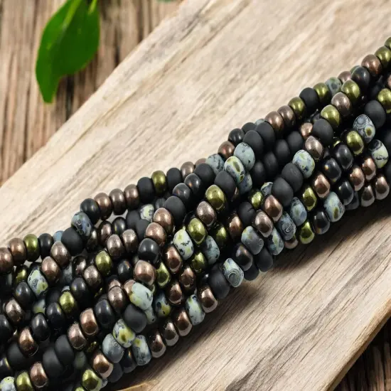 2/0 Aged Asteroid Picasso Mix Seed Beads (21" Strand) {3}