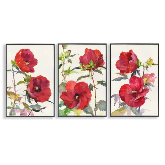 Stupell Industries Traditional Red Poppies 3pc Framed Giclee Wall Art Set Design by Theresa Troise Heidel {1}