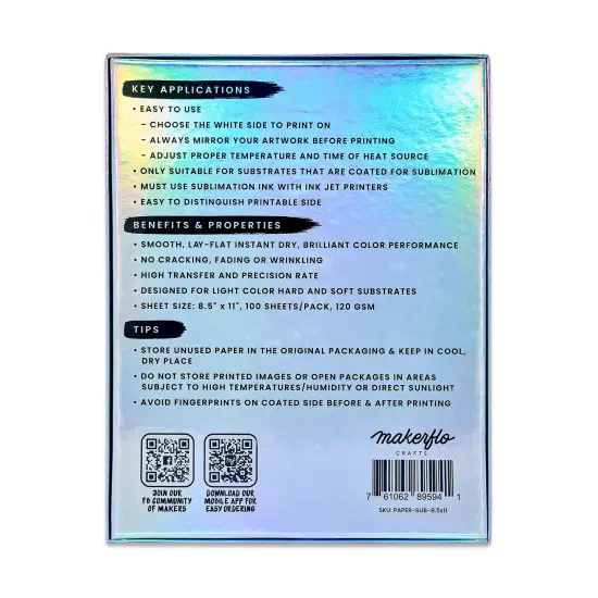 Makerflo Sublimation Paper 8.5 x 11 Inches 100 Sheets Heat Transfer Paper for Tumblers T-Shirts Phone Cases Mugs Printable Stickers Gifting Christmas DIY Enthusiast {2}