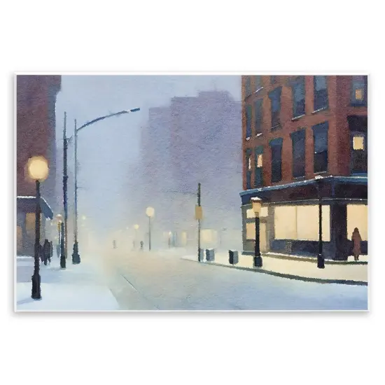 Stupell Industries Misty Winter City Street Wall Plaque Art Design by Noah Bay {1}
