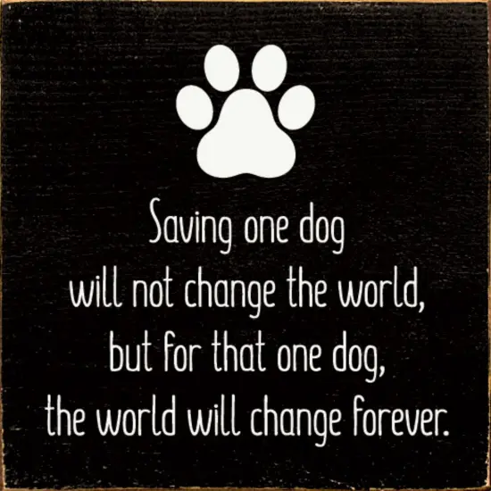 Inspirational Dog Quote Sign, Rustic Knotty Pine Square Wall Decor Black-White {1}