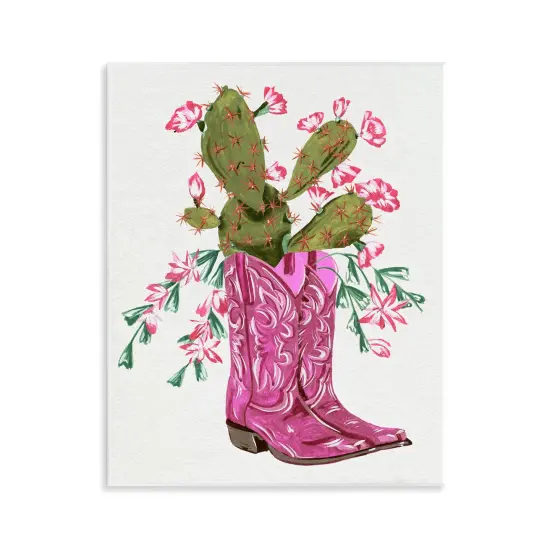 Stupell Industries Pink Accent Cactus & Boots Wall Plaque Art Design by Melissa Wang  {1}