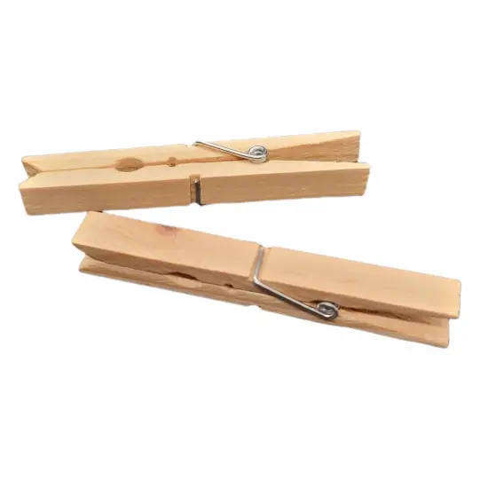 Handy Housewares 18-Piece Large 3.75" Long Wooden Clothespins, Great Wood Spring Clips for Everyday Clothes Hanging, Laundry, Towels, Crafts {3}
