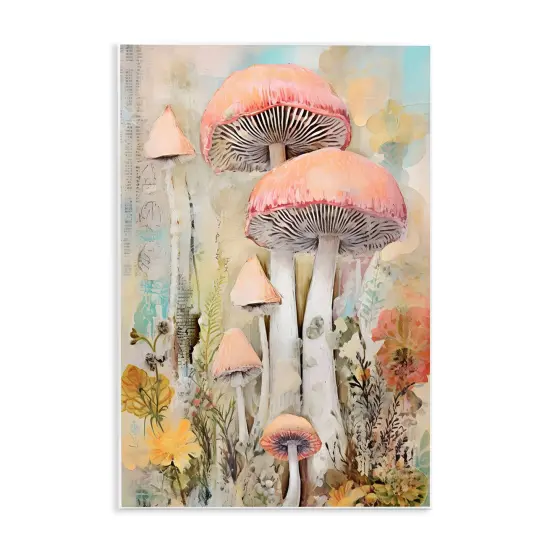 Stupell Industries Soft Collaged Mushrooms Wall Plaque Art Design by LSR Design Studio {1}