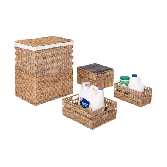 Seville Classics 4-Piece Natural Handwoven Laundry Hamper and Basket Set {1}