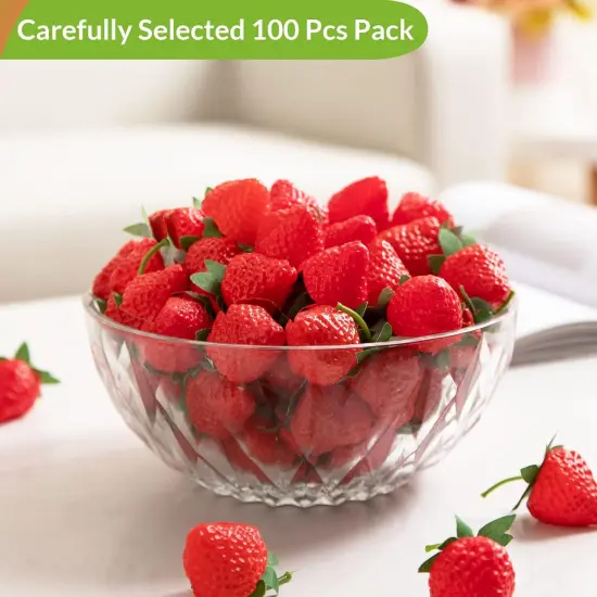 100 Pieces Fake Strawberries Fake Fruit Artificial Strawberry Kitchen D&eacute;cor {2}