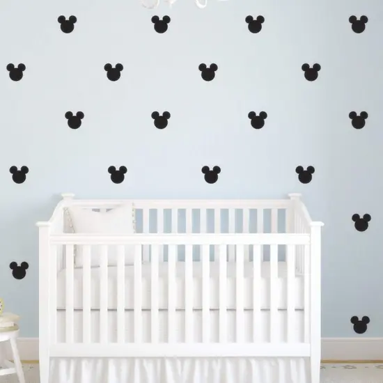 176pcs Cartoon Mickey Mouse Head Art Wall Decals (Black) {1}