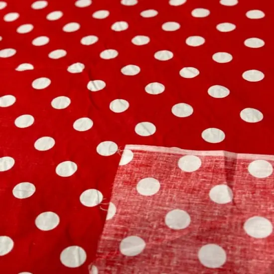 1 Yard Poly Cotton Fabric 1" Polka Dot Print, 58" Wide Durable Material for Apparel & Crafts Black/Red {4}