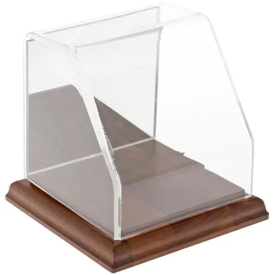 Plymor Clear Acrylic Slanted Front Display Case, 4" x 4" x 4" Hardwood (Mirrored) {1}