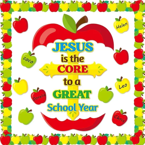 77Pcs Christian Bulletin Board Set - Apple {1}