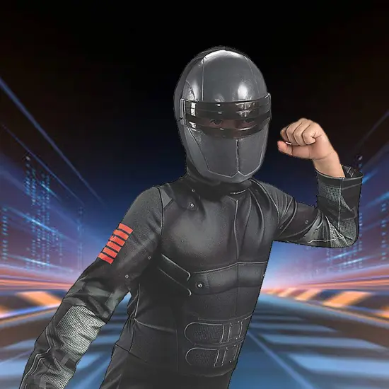 Boys Snake Eyes Ninja Costume Small Black Jumpsuit with Mask and Hood {2}