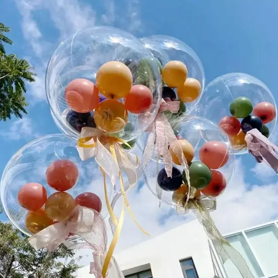 10pcs Valentine's Day Clear Bobo Balloons with Rose 2 Sizes Clear Round Balloons Transparentes Clear Balloons Stuffing for Valentine's Day Party Wedding Anniversary Decor(15inch 18inch) {3}