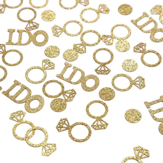 Gold Wedding Table Confetti,Glitter Paper Diamond Ring Confetti, I Do Engagement Party Table Scatter,Bachelorette Bridal Shower Party Decorations {1}