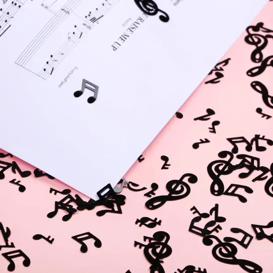 5000 Pcs Music Notes Confetti Mini Music Party Decorations Musical Table Confetti Black Silhouette Cutouts Stickers for Disco Party Recital Reception Birthday Baby Shower Decor {2}