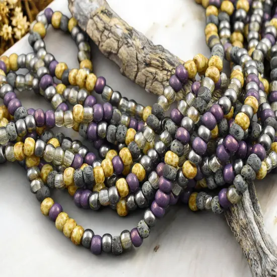 2/0 Aged Imperial Purple Picasso Mix Seed Beads (21" Strand) {4}